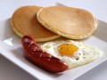 Pancakes with Spicy Sausage & Egg