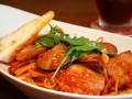 Tomato sauce pasta with Agu bacon & eggplant